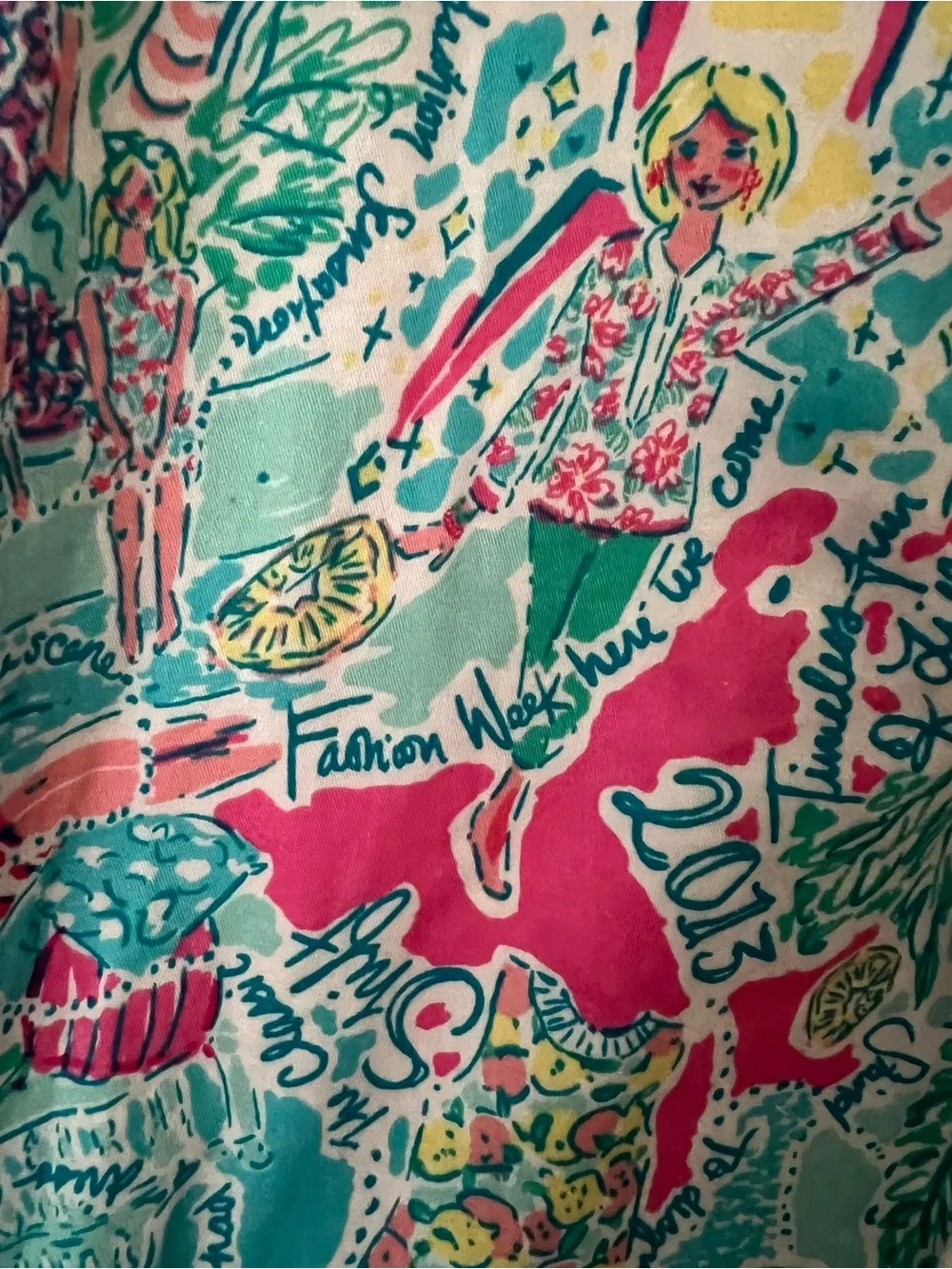 Lilly Pulitzer | Girls' Tropical Print Shift Dress Turquoise Pink Yellow Sz 6 - Picture 4 of 12
